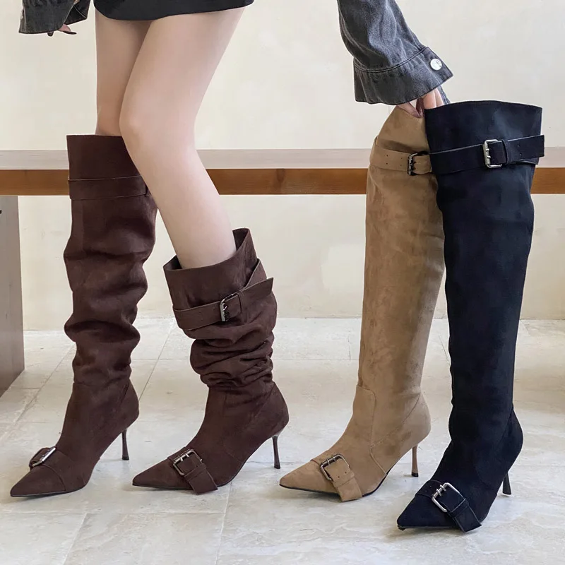 Aneikeh Winter Design Style Strap Buckle Pointed Toe Women Knee-High Boots Sexy Thin High Heels Stripper Shoes Botas De Muje
Aneikeh Winter Design Style Strap Buckle Pointed Toe Women Knee-High Boots Sexy Thin High Heels Stripper Shoes Botas De Muje