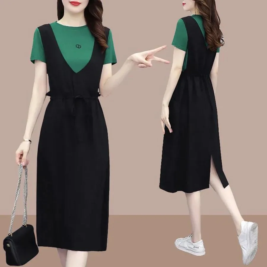 【New style】2022 new style fake two-piece strap dress fashionable casual dress women's mid-length loose slimming European summe
【New style】2022 new style fake two-piece strap dress fashionable casual dress women's mid-length loose slimming European summe