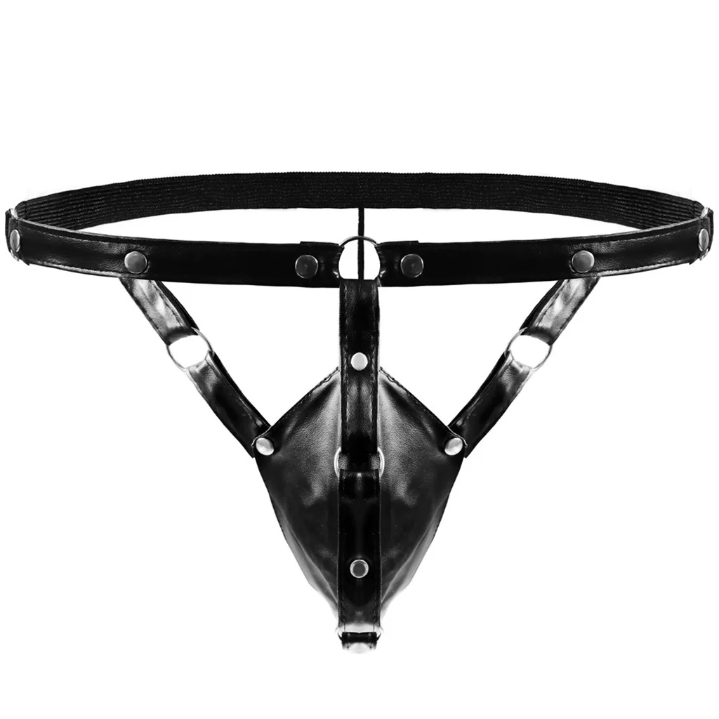 Men's Faux Leather Harness Thong - Studded Bondage Erotic Underwear
Men's Faux Leather Harness Thong - Studded Bondage Erotic Underwear