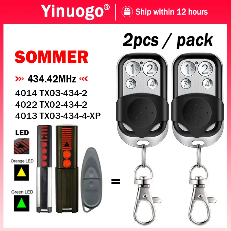 New SOMMER 434.42MHz Garage Door Remote Control Work With SOMMER 4013 TX03-434-4-XP 4014 4022 TX02-434-2 Handheld Transmitter
New SOMMER 434.42MHz Garage Door Remote Control Work With SOMMER 4013 TX03-434-4-XP 4014 4022 TX02-434-2 Handheld Transmitter
