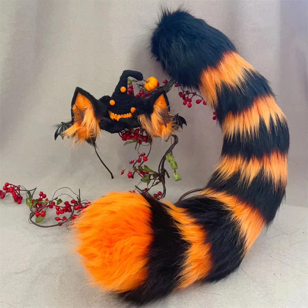Custom Hand Made Work Halloween Pumpkin Hat Cat Fox Wolf Ears Hairhoop Headwear Tail Orange Black Set for Anime Lolita
Custom Hand Made Work Halloween Pumpkin Hat Cat Fox Wolf Ears Hairhoop Headwear Tail Orange Black Set for Anime Lolita