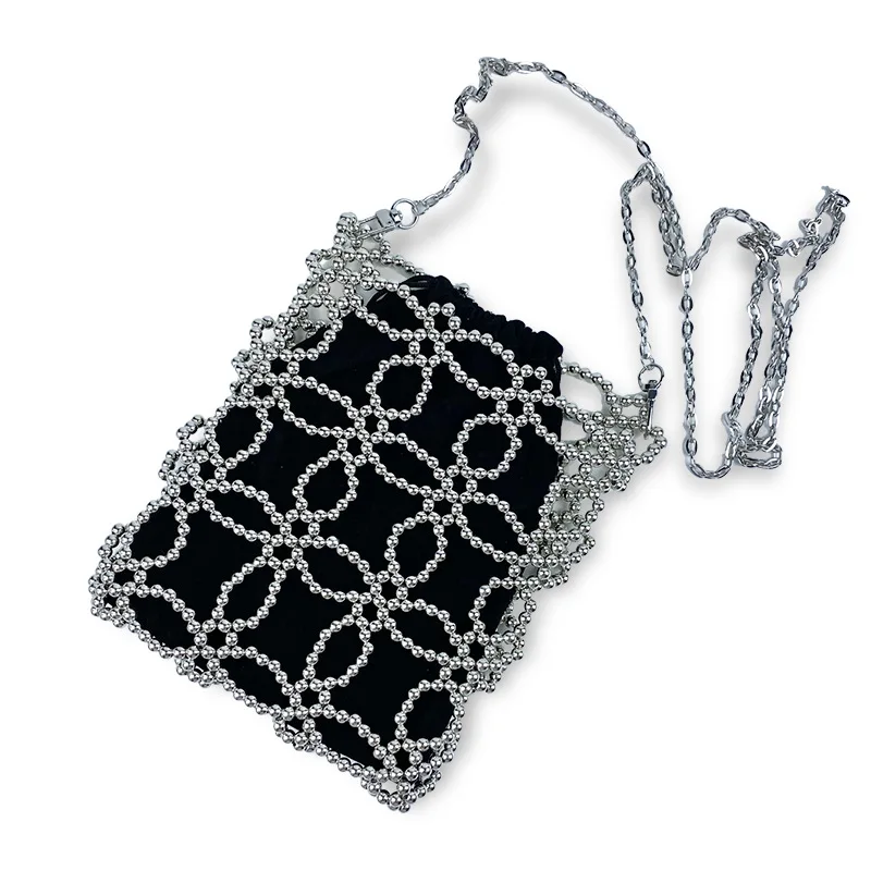 Silver Acrylic Hollow Out Beaded Bag Trend Design Women's Handmade Small Evening Bag Party Lipstick Pouch Chain Crossbody Bag
Silver Acrylic Hollow Out Beaded Bag Trend Design Women's Handmade Small Evening Bag Party Lipstick Pouch Chain Crossbody Bag