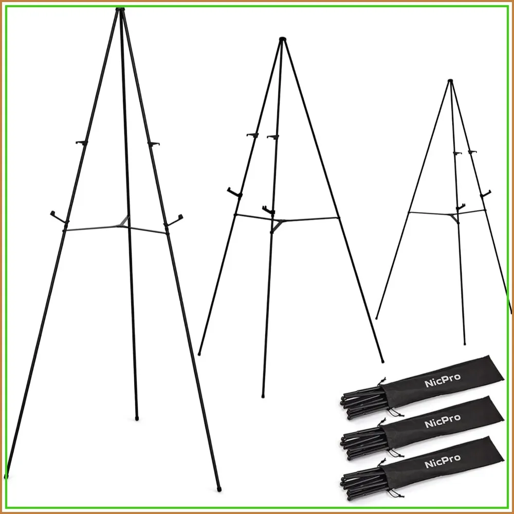 3 Pack 63 Inch Metal Floor Easel Stand Tripod Black Portable for Artist Poster Wedding with Carry Bag
3 Pack 63 Inch Metal Floor Easel Stand Tripod Black Portable for Artist Poster Wedding with Carry Bag