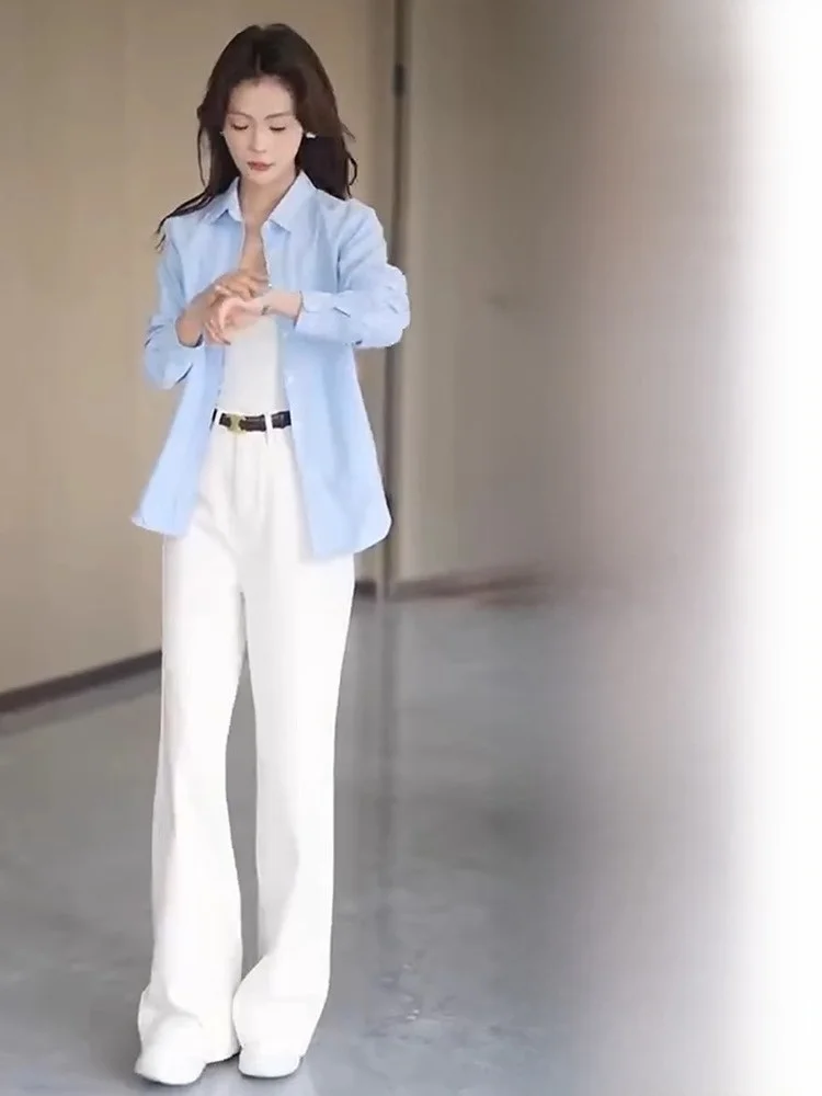 Ele Blue Long Sve irt Women's Faionable Versatile Summer Sun Protection irt Korean Sle Straight Cut Button Detail
Ele Blue Long Sve irt Women's Faionable Versatile Summer Sun Protection irt Korean Sle Straight Cut Button Detail