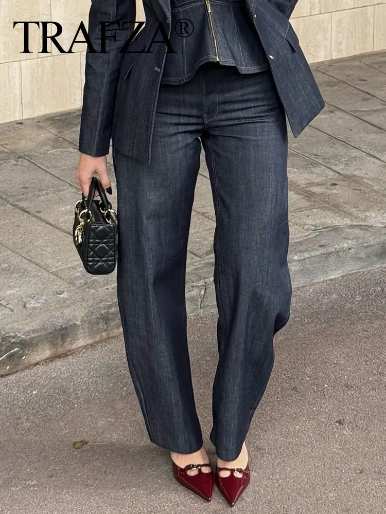 TRAFZA 2025 Spring Denim Trousers For Women Fashion Trend Loose Zipper Fly Long Pants Woman High Street Female Wide Leg Jeans
TRAFZA 2025 Spring Denim Trousers For Women Fashion Trend Loose Zipper Fly Long Pants Woman High Street Female Wide Leg Jeans