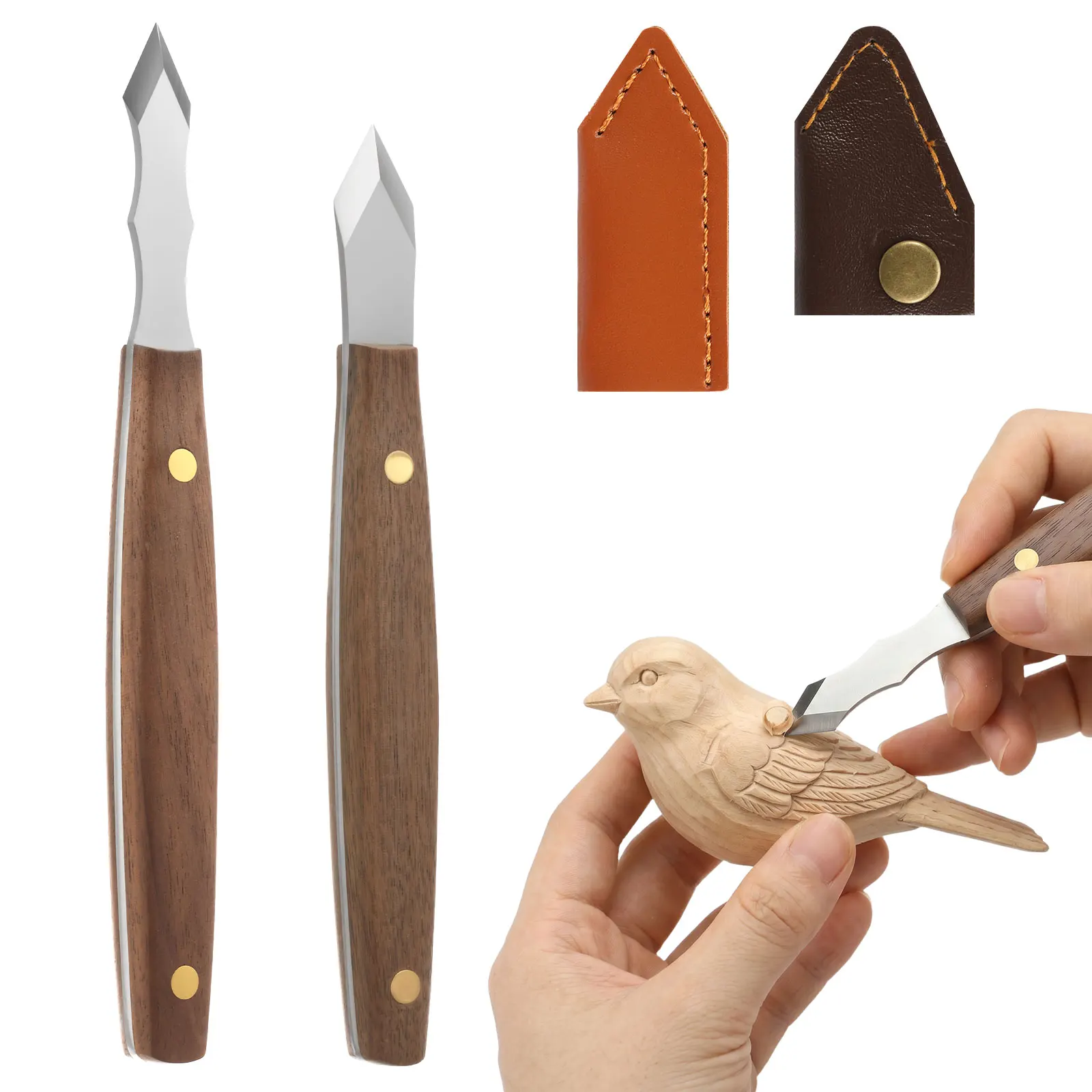 2PCS Woodworking Marking Scribing Knife Set 9CR18MOV Stainless Steel Walnut Handle Wood Carving Tools For Dovetail Joints
2PCS Woodworking Marking Scribing Knife Set 9CR18MOV Stainless Steel Walnut Handle Wood Carving Tools For Dovetail Joints