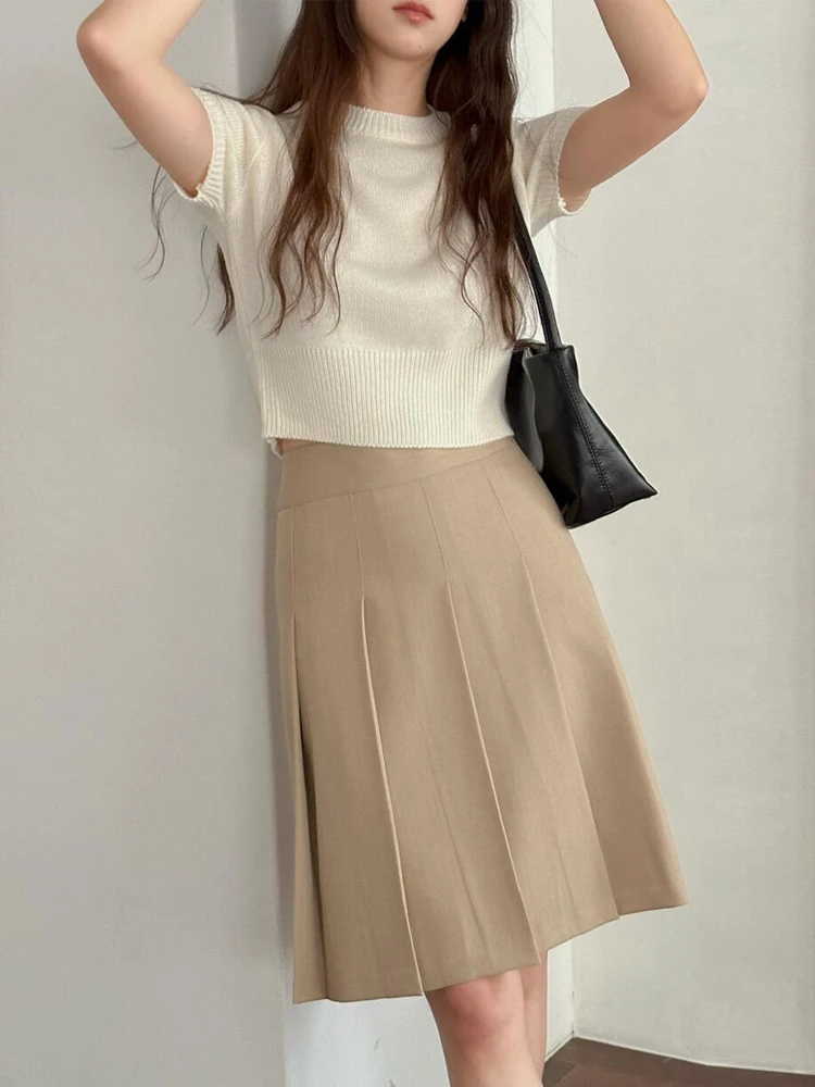 Khaki High Waist Slimming A-Line Skirt Women's Spring Summer New Style Commute Pure Color Casual Polyester Fiber Skirt
Khaki High Waist Slimming A-Line Skirt Women's Spring Summer New Style Commute Pure Color Casual Polyester Fiber Skirt