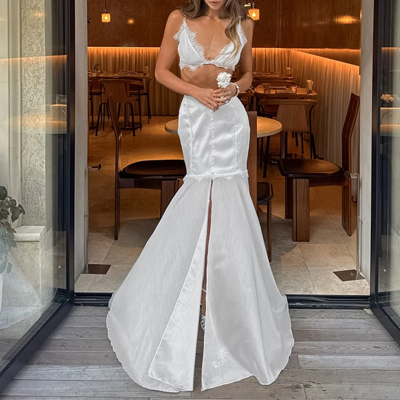 French Style Lace Halter Crop Tops&Half Skirts Sets Elegant Solid Slim Vacation Outfit Summer Women's Hollow Out Party Two Piece
French Style Lace Halter Crop Tops&Half Skirts Sets Elegant Solid Slim Vacation Outfit Summer Women's Hollow Out Party Two Piece