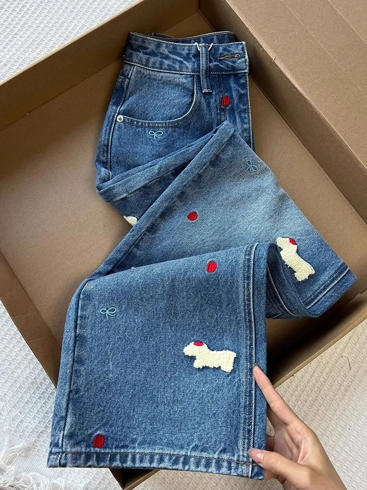 Ретро джинсы унисекс в гонконгском стиле с широкими штанинами и высокой талией, весенне-осенние, облегающие, длинные брюки с мультяшным принтом, повседневные джинсы
Ретро джинсы унисекс в гонконгском стиле с широкими штанинами и высокой талией, весенне-осенние, облегающие, длинные брюки с мультяшным принтом, повседневные джинсы