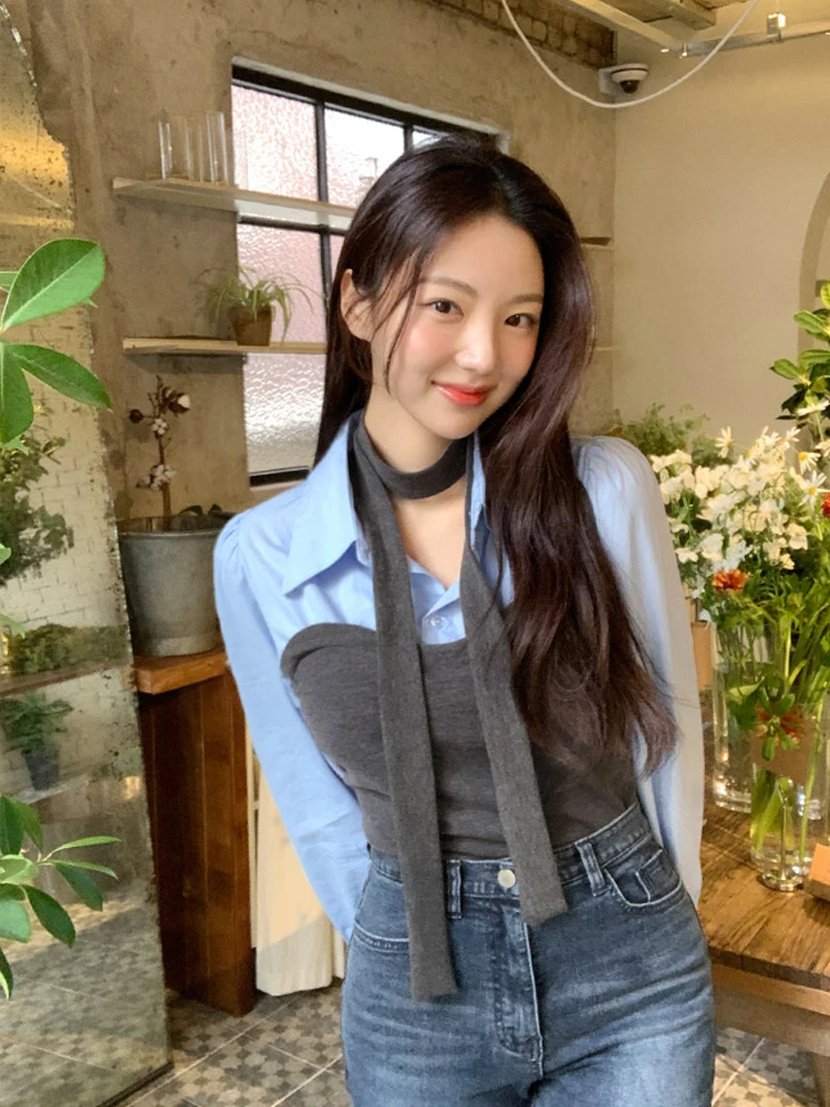 Korean Sle Chic Women's Long Sve Knitted irt Collar Patchwork Design Autumn 2024 New Faion Casual Busin Office Wear
Korean Sle Chic Women's Long Sve Knitted irt Collar Patchwork Design Autumn 2024 New Faion Casual Busin Office Wear