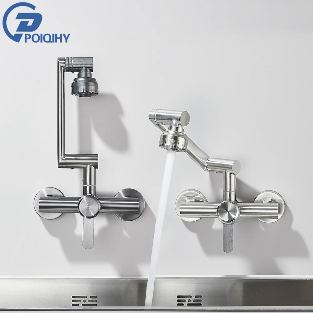 Brushed Nickel Kitchen Faucet Wall Mounted Bathroom Kitchen Mixer Faucet Single Handle Folding Neck 2 Function Sprayer 2 Holes
Brushed Nickel Kitchen Faucet Wall Mounted Bathroom Kitchen Mixer Faucet Single Handle Folding Neck 2 Function Sprayer 2 Holes