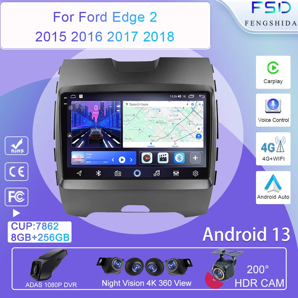 Car Android 13 For Ford Edge 2 2015 2016 2017 2018 Multimedia Player TV Car GPS Lettore Video Autoradio Navigation Radio 4G WIFI
Car Android 13 For Ford Edge 2 2015 2016 2017 2018 Multimedia Player TV Car GPS Lettore Video Autoradio Navigation Radio 4G WIFI