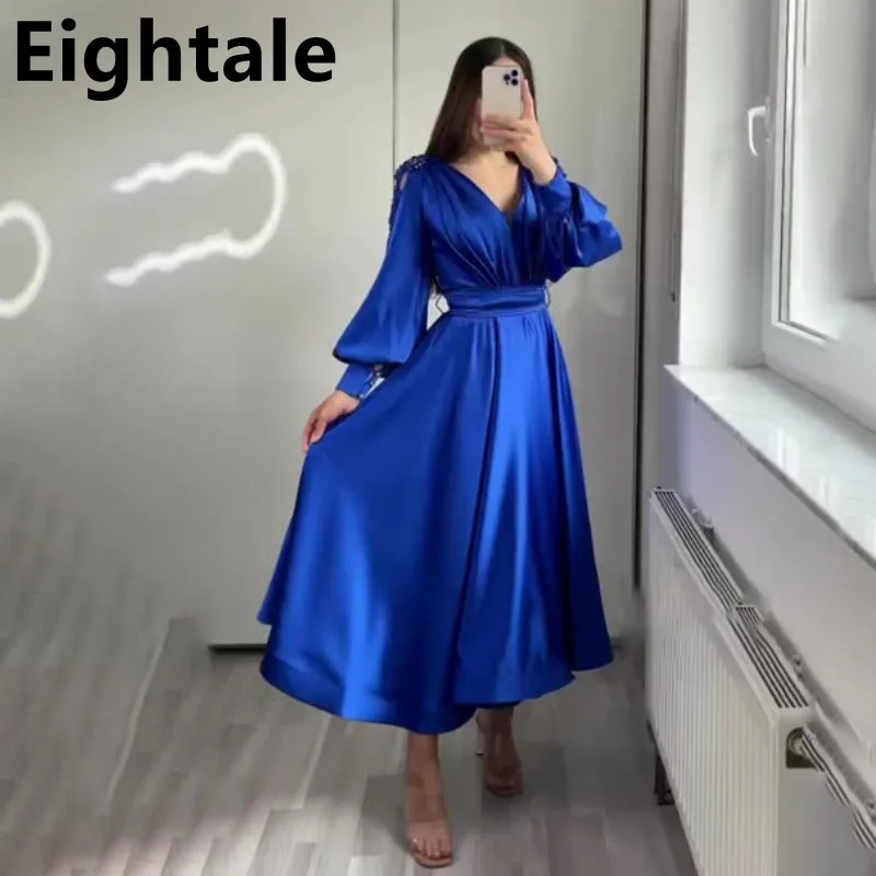 Eightale 2022 Tea Length Evening Dress Royal Blue Satin Formal Arabic Puff Sleeve Short Prom Party Gown Dubai Robe Soirée Femme
Eightale 2022 Tea Length Evening Dress Royal Blue Satin Formal Arabic Puff Sleeve Short Prom Party Gown Dubai Robe Soirée Femme