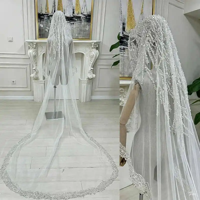 Shiny Sequins Wedding Veils Long Cathedral Length One Layer Bridal Veil Soft Tulle Customized Wedding Accessories
Shiny Sequins Wedding Veils Long Cathedral Length One Layer Bridal Veil Soft Tulle Customized Wedding Accessories