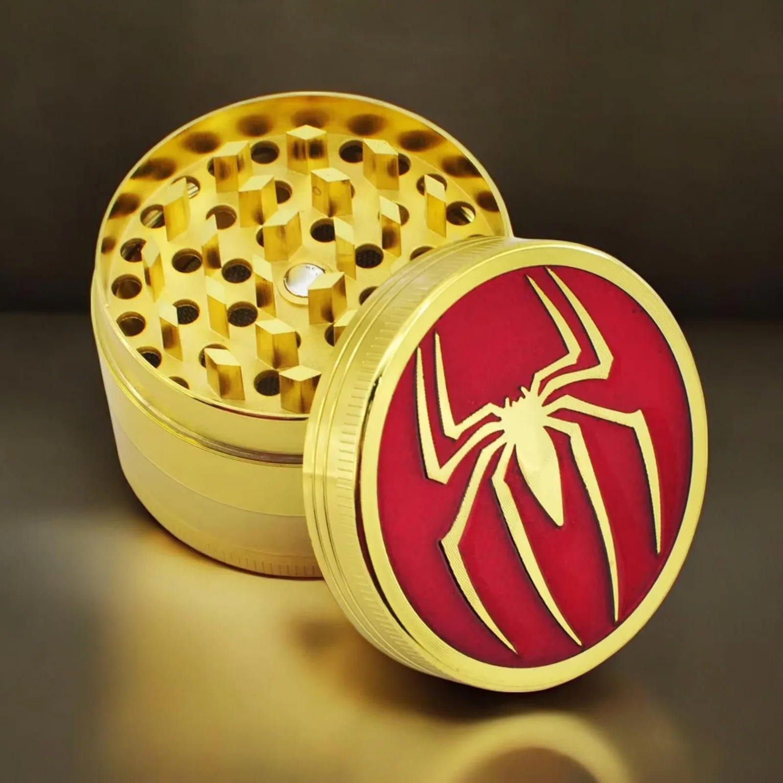 52mm 4-Layer Zinc Alloy Metal Grinder - Gold Spider Design
52mm 4-Layer Zinc Alloy Metal Grinder - Gold Spider Design