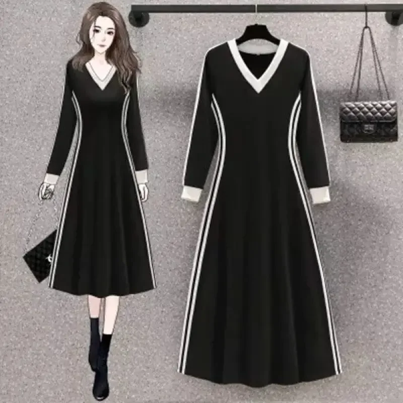 Spring and Autumn Fashion Temperament Contrasting Color Patchwork V-neck Slim Fit Long Sleeved Oversized Women's Dress
Spring and Autumn Fashion Temperament Contrasting Color Patchwork V-neck Slim Fit Long Sleeved Oversized Women's Dress
