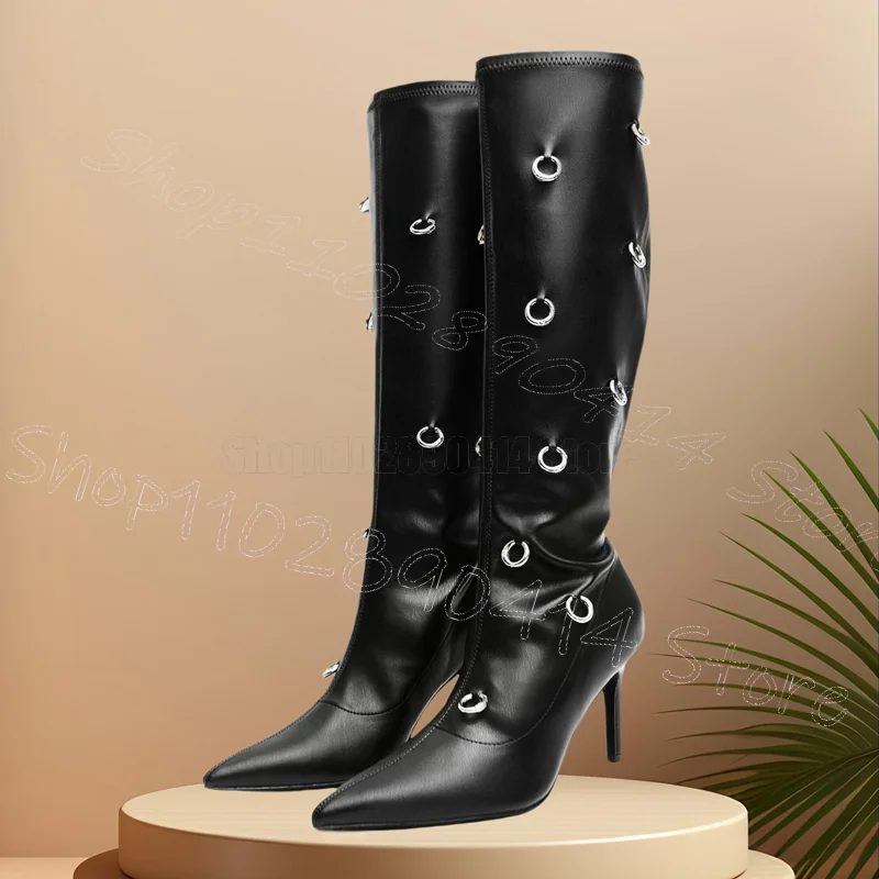 Silver Circle Design Black Pointed Toe Boots Back Zipper Women Shoes Thin High Heels Sexy Party Banquet 2026 Zapatos Para Mujere
Silver Circle Design Black Pointed Toe Boots Back Zipper Women Shoes Thin High Heels Sexy Party Banquet 2026 Zapatos Para Mujere