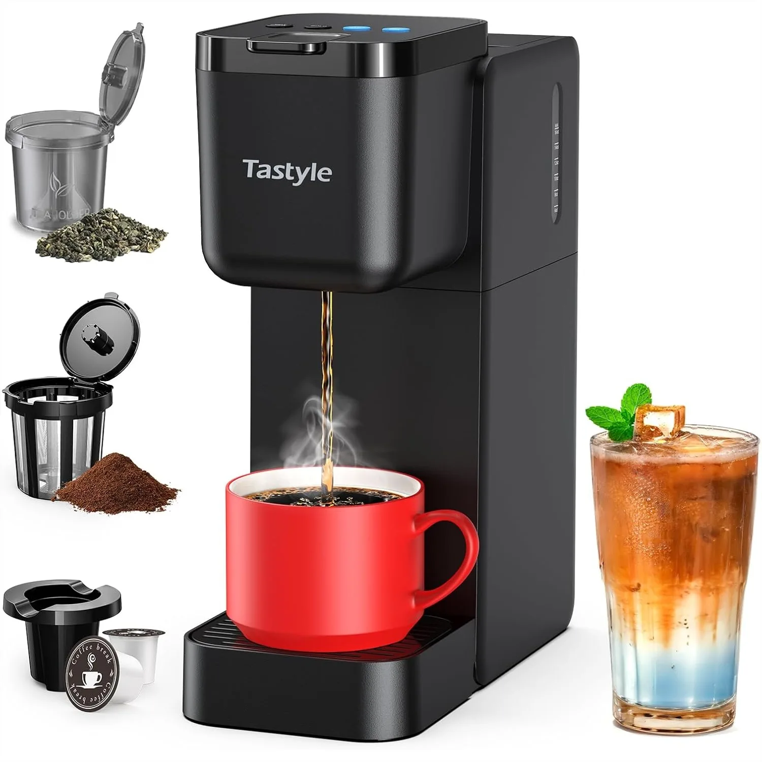 Single Serve Coffee Maker for K Cup, Ground Coffee and Tea, Hot & Iced Coffee Machine with Bold Setting, 6-16 Oz Brew Sizes
Single Serve Coffee Maker for K Cup, Ground Coffee and Tea, Hot & Iced Coffee Machine with Bold Setting, 6-16 Oz Brew Sizes