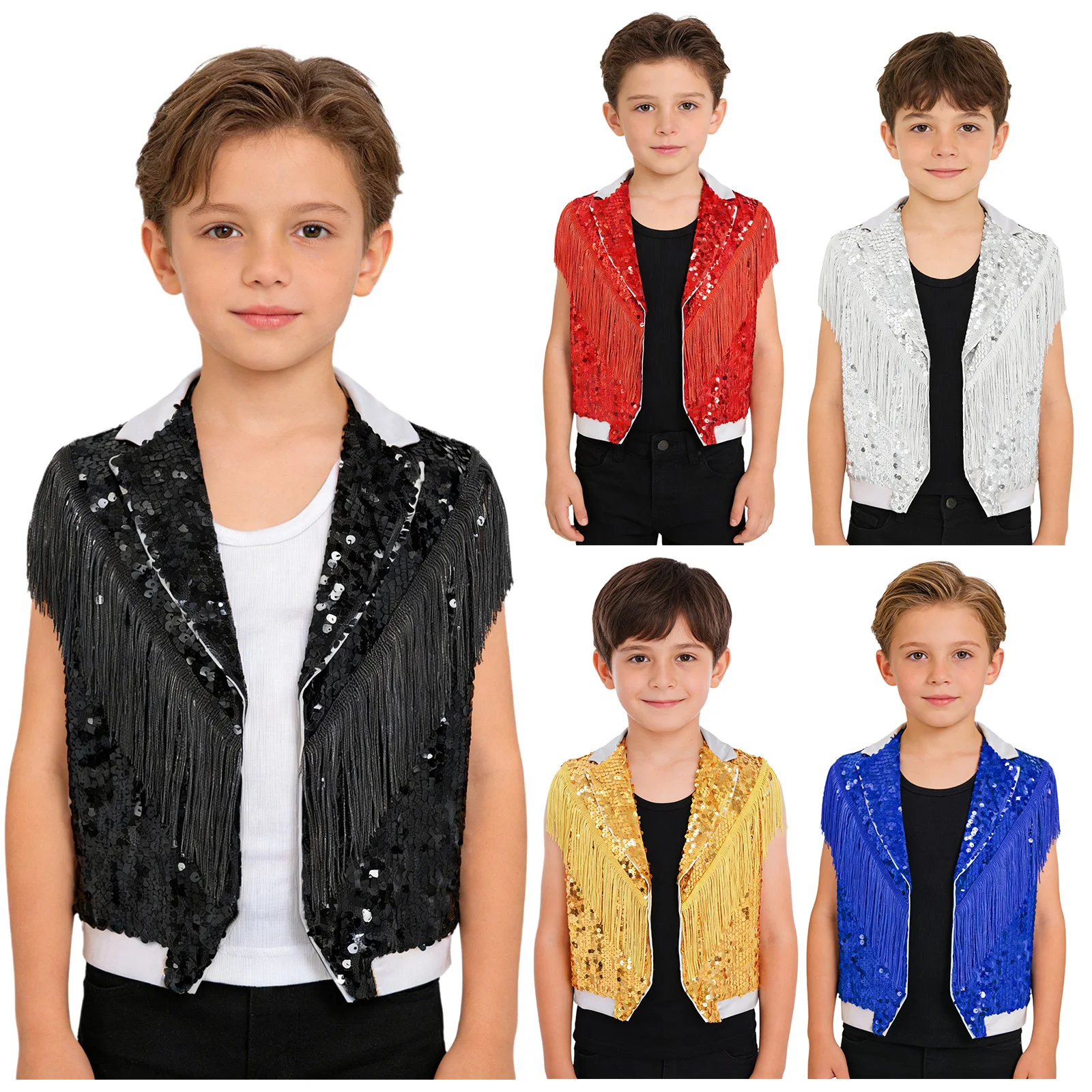 Kids Shiny Sequin Jazz Dance Vest Tops Sleeveless Cowboy Sequined Tassels Cardigan Waistcoat Vintage 70s Disco Jazz Dance Costum
Kids Shiny Sequin Jazz Dance Vest Tops Sleeveless Cowboy Sequined Tassels Cardigan Waistcoat Vintage 70s Disco Jazz Dance Costum
