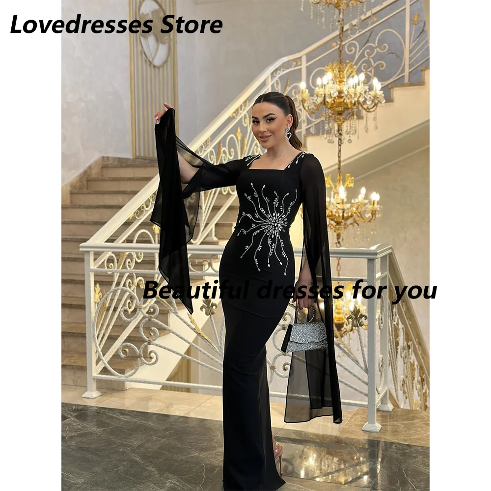 Black Prom Dresses for Women Square Neck Long Crystals Straight Special Events Wedding Gala Evening Party Dress Customized
Black Prom Dresses for Women Square Neck Long Crystals Straight Special Events Wedding Gala Evening Party Dress Customized