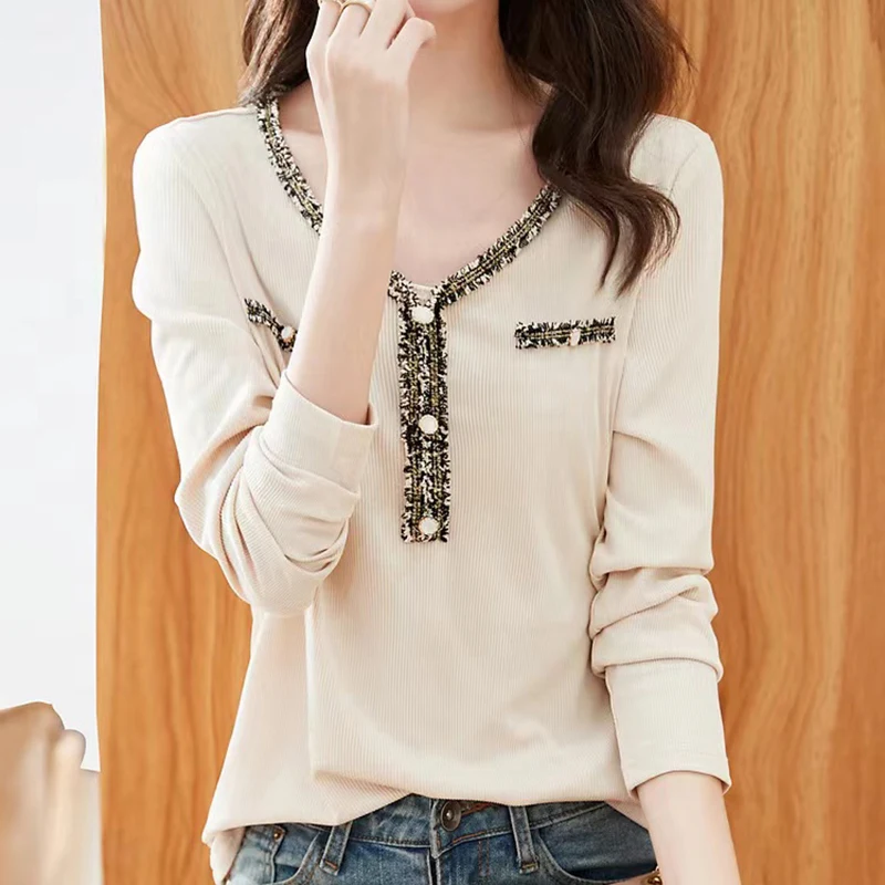 Ropa De Mujer 2023 Autumn New Korean Fashion Long Sleeve T Shirt for Women Button V Neck Tshirts Female Cotton Tee Shirt Femme
Ropa De Mujer 2023 Autumn New Korean Fashion Long Sleeve T Shirt for Women Button V Neck Tshirts Female Cotton Tee Shirt Femme