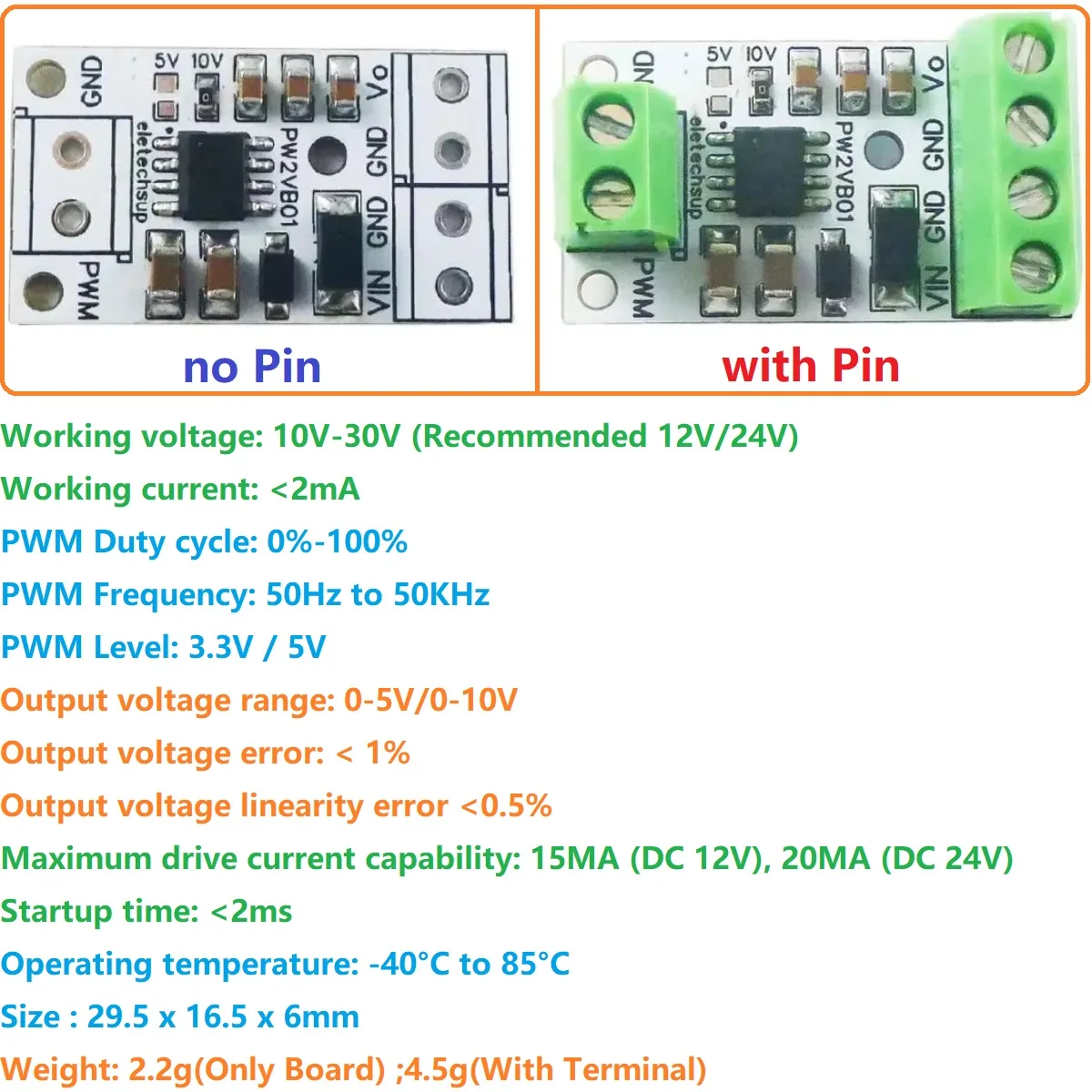 PWM to DAC Converter Input Pulse Signal Output 0-5V/0-10V Voltage Analog for Arduino UNO MEGA2560 PLC NodeMCU
PWM to DAC Converter Input Pulse Signal Output 0-5V/0-10V Voltage Analog for Arduino UNO MEGA2560 PLC NodeMCU
