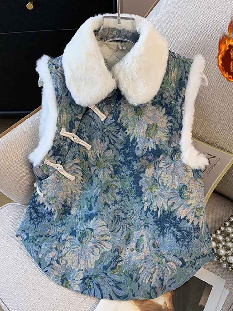 Новый китайский хлопковый жилет с цветочной вышивкой, женский зимний топ с воротником на пуговицах и меховой отделкой
Новый китайский хлопковый жилет с цветочной вышивкой, женский зимний топ с воротником на пуговицах и меховой отделкой