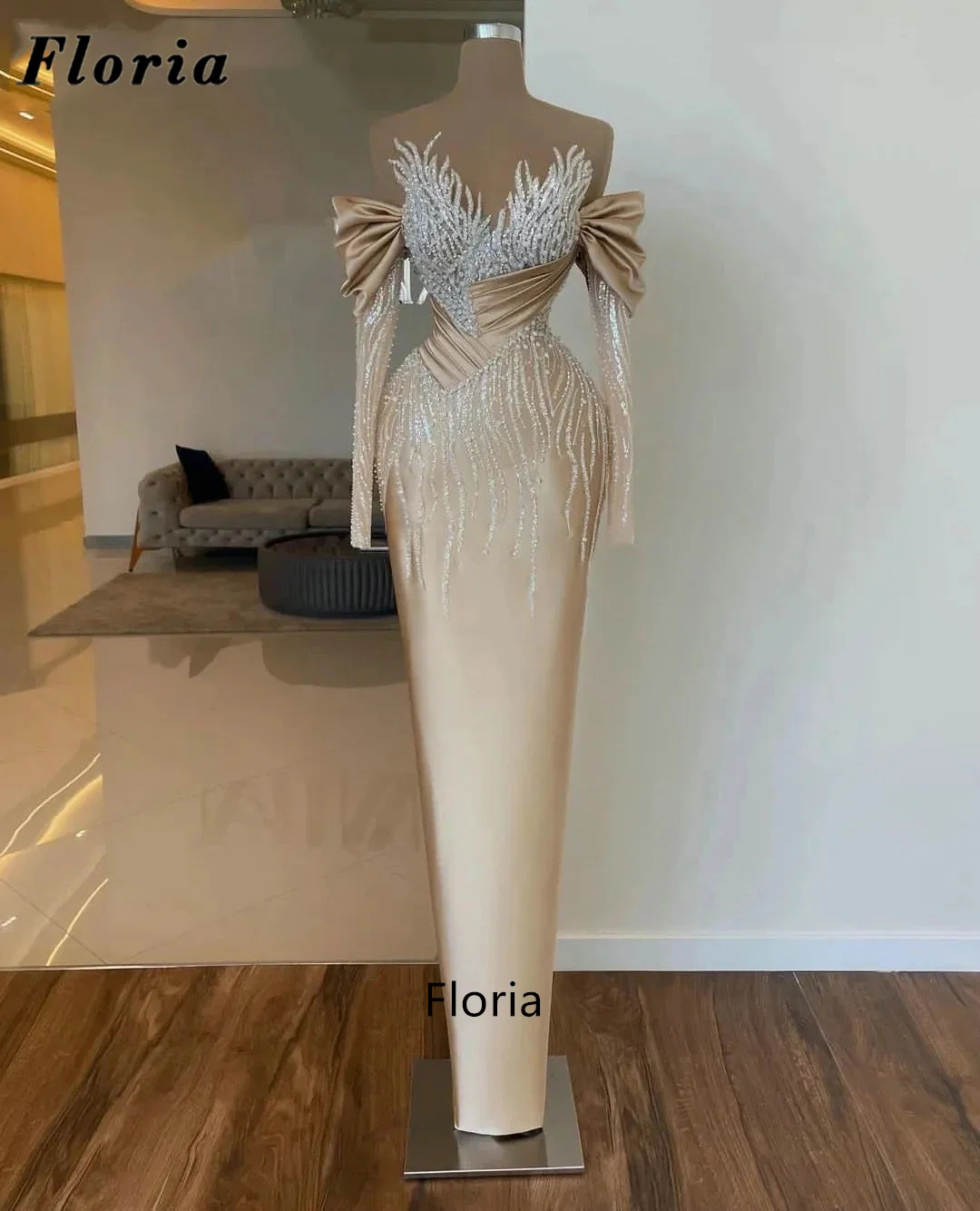 Floria Champagne Mermaid Long Evening Dresses Sparkly Beaded Red Carpet Runway Dress Off Shoulder Party Dress Vestidos De Noche
Floria Champagne Mermaid Long Evening Dresses Sparkly Beaded Red Carpet Runway Dress Off Shoulder Party Dress Vestidos De Noche
