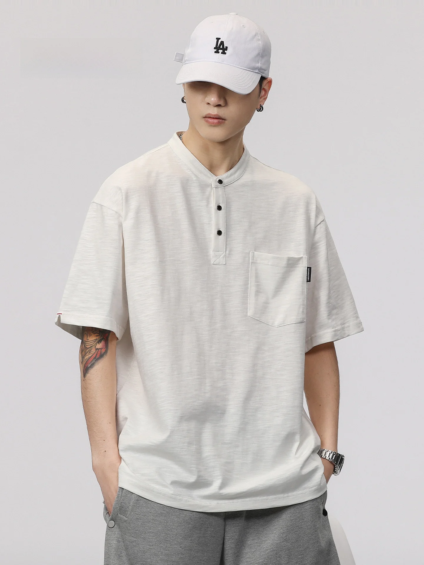 MMOPTOP Men's Cotton T-Shirt Short Sleeve Casual Loose Fit Breathable Summer Top with Pocket Henry Collar Half Sleeve Tee
MMOPTOP Men's Cotton T-Shirt Short Sleeve Casual Loose Fit Breathable Summer Top with Pocket Henry Collar Half Sleeve Tee