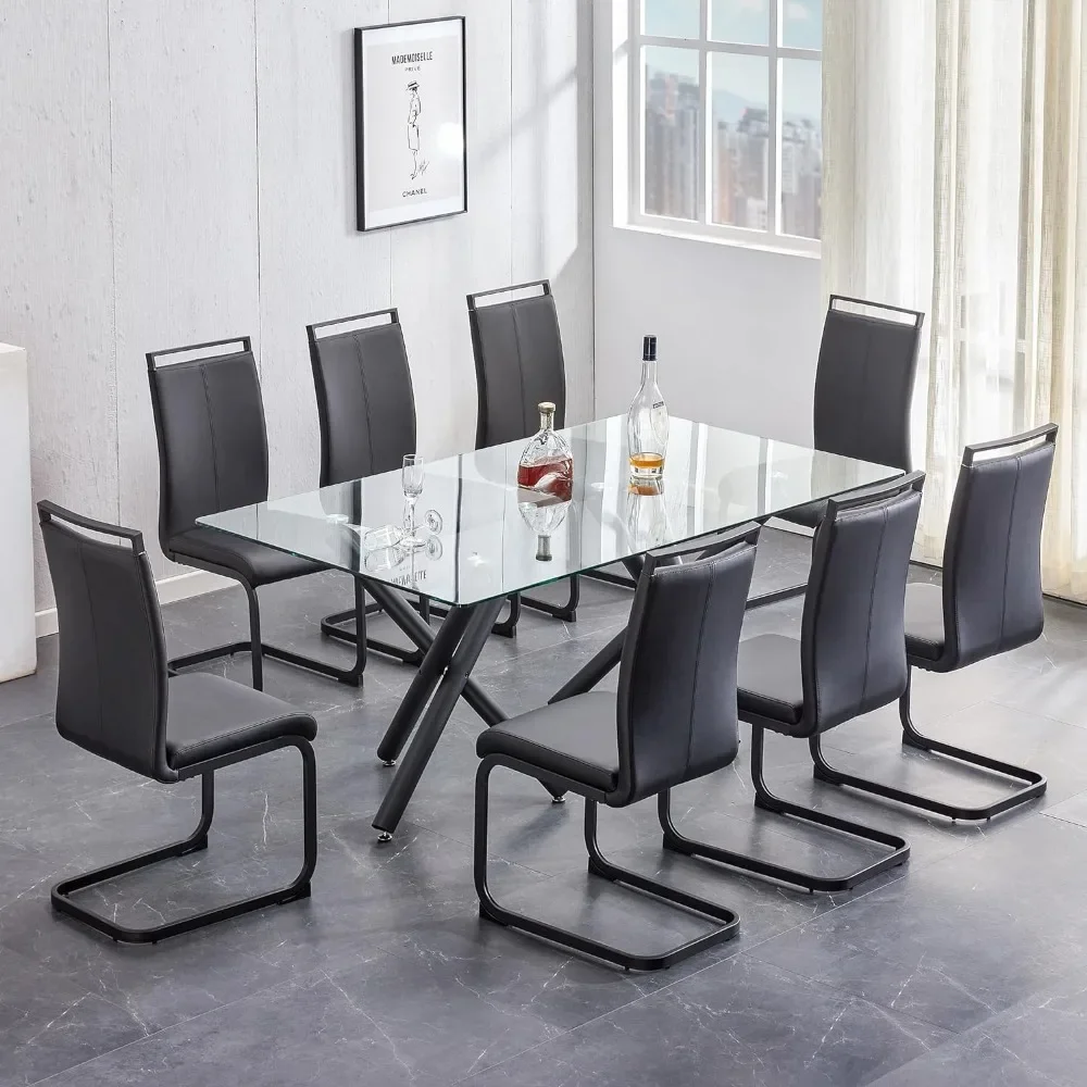 Modern Leather Dining Chairs Set of 8,Padded Seat and Sturdy Chrome Legs for Dining Room,Kitchen (Set of 8, Black+PU Leather)
Modern Leather Dining Chairs Set of 8,Padded Seat and Sturdy Chrome Legs for Dining Room,Kitchen (Set of 8, Black+PU Leather)