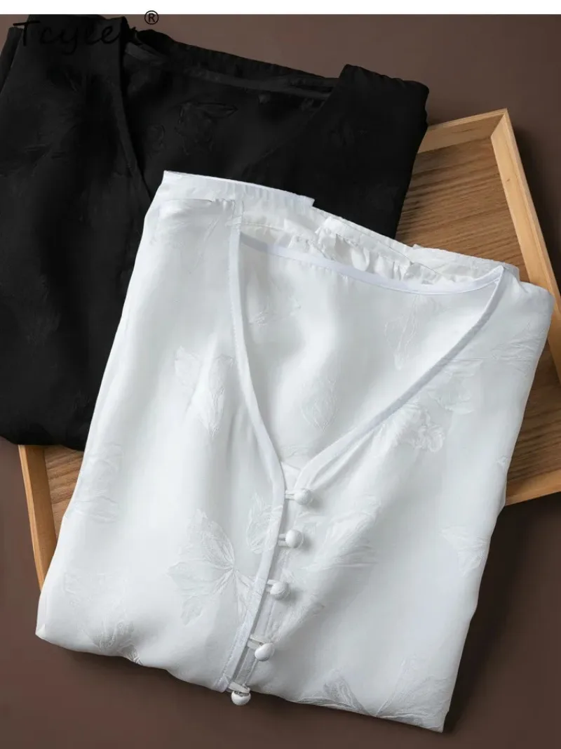 Tcyeek 20MM 100% Mulberry Silk White Shirt 2026 Elegant Shirts for Women Summer Clothes Loose Fit Ladies Tops Long Sleeve Blusas
Tcyeek 20MM 100% Mulberry Silk White Shirt 2026 Elegant Shirts for Women Summer Clothes Loose Fit Ladies Tops Long Sleeve Blusas