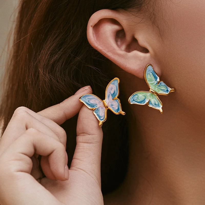PRISCA | Butterfly Earrings for Women.Stainless Steel. Colorful Dripping. Romantic Party Gifts. Original Design
PRISCA | Butterfly Earrings for Women.Stainless Steel. Colorful Dripping. Romantic Party Gifts. Original Design