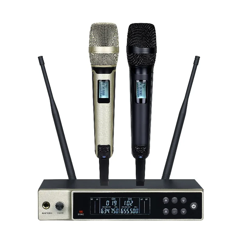 Беспроводной ручной микрофон SKM9000 UHF с 200 частотами, двухканальный, металлический, для выступлений на церковной сцене
Беспроводной ручной микрофон SKM9000 UHF с 200 частотами, двухканальный, металлический, для выступлений на церковной сцене