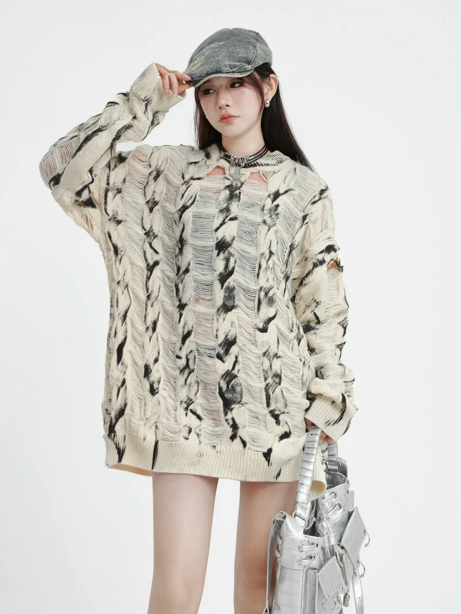 Потертые вязаные свитера с дырками в готическом стиле для женщин и девочек, эстетичная уличная одежда в стиле гранж Y2k, женская зимняя одежда, пуловер большого размера
Потертые вязаные свитера с дырками в готическом стиле для женщин и девочек, эстетичная уличная одежда в стиле гранж Y2k, женская зимняя одежда, пуловер большого размера