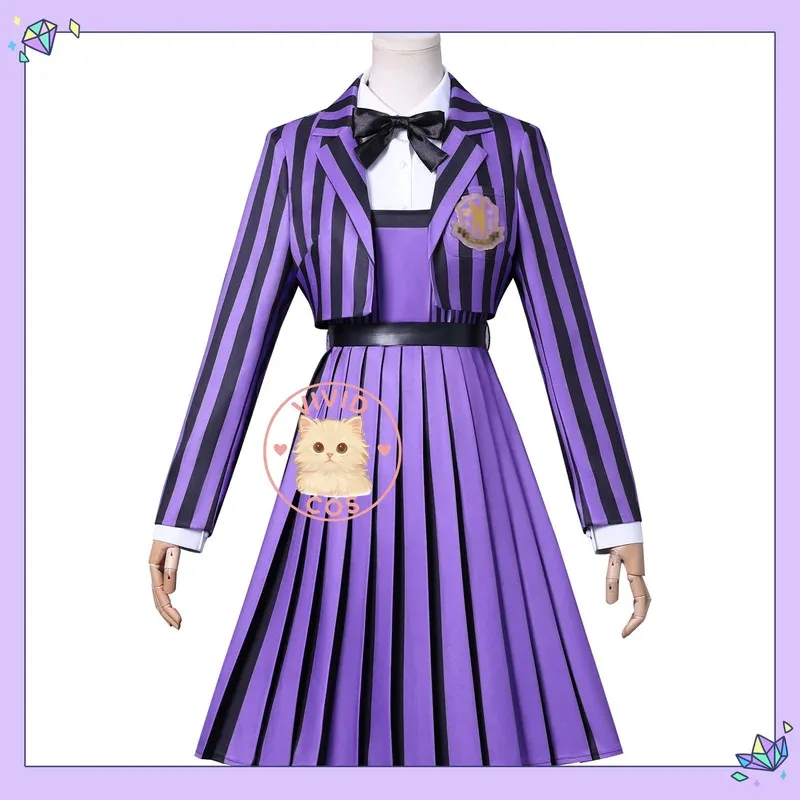 Wednesday Halloween Party Purple Striped School Uniform New Version Two-Dimensional Costume Cosplay RPG Costume
Wednesday Halloween Party Purple Striped School Uniform New Version Two-Dimensional Costume Cosplay RPG Costume
