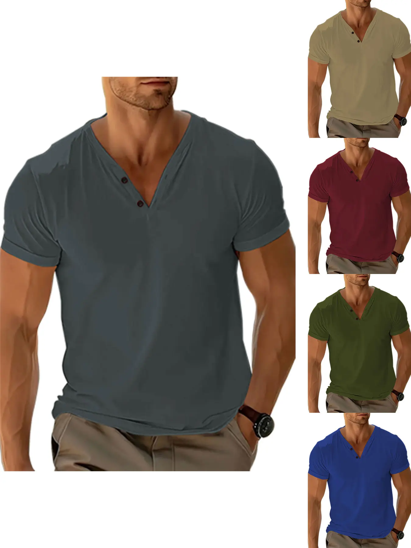 2024 Amazon Men's T-shirt Summer beach short sleeve casual solid color regular version T-shirt top muscle men
2024 Amazon Men's T-shirt Summer beach short sleeve casual solid color regular version T-shirt top muscle men
