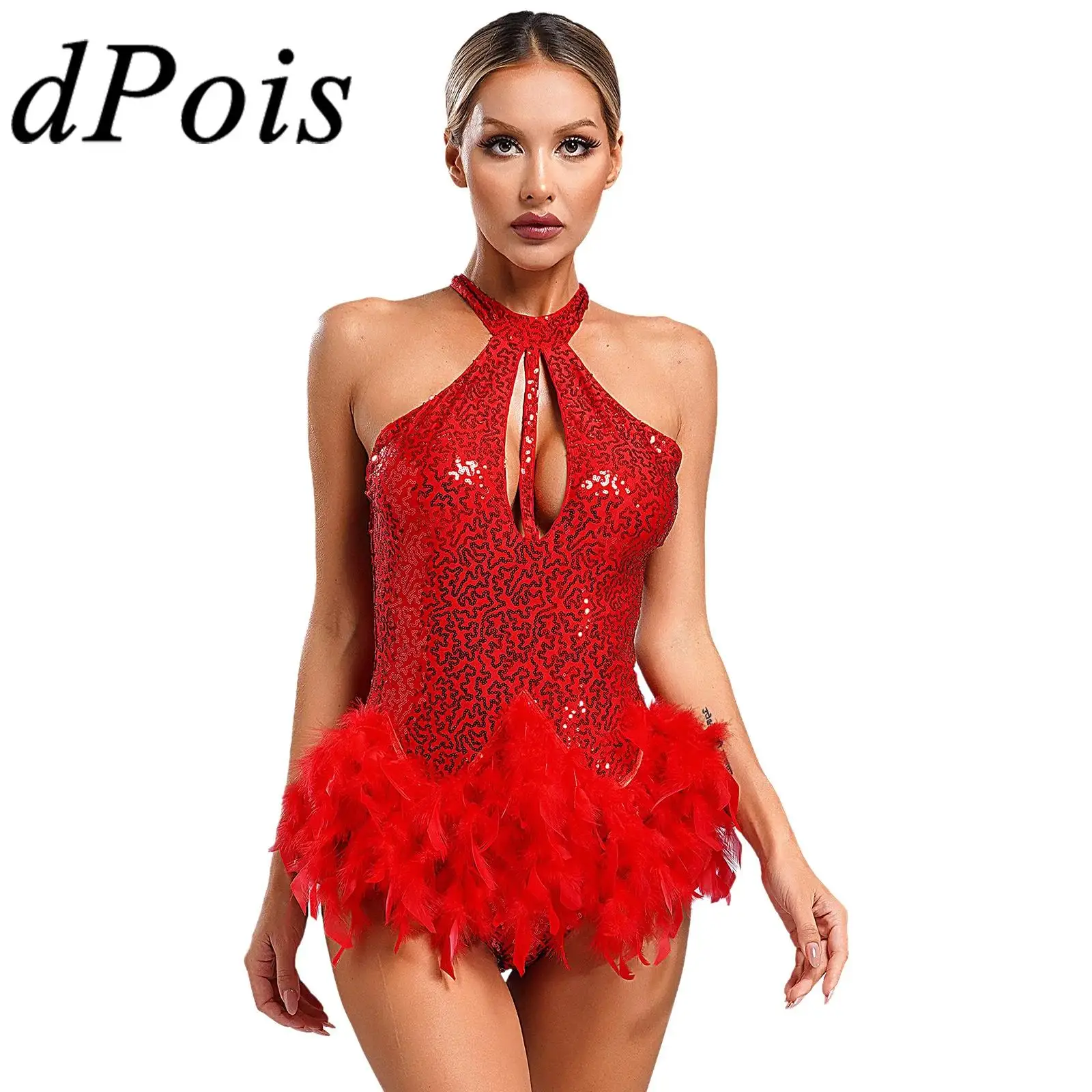 Женское трико для латинских танцев с перьями, блестящие блестки, танцевальная одежда для танго, Холтер без рукавов с открытой спиной, платье для бальных танцев чача-румбы
Женское трико для латинских танцев с перьями, блестящие блестки, танцевальная одежда для танго, Холтер без рукавов с открытой спиной, платье для бальных танцев чача-румбы