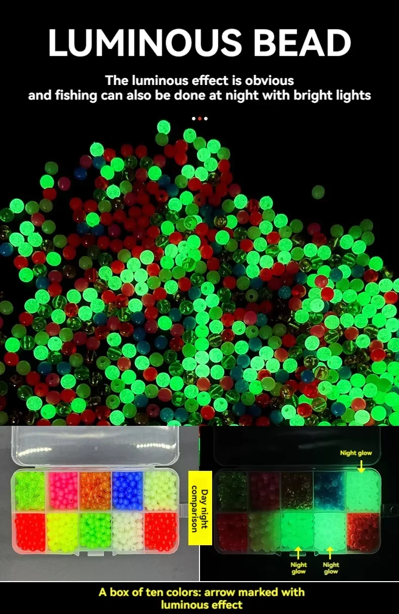 1000pcs Glow in the Dark Float Beads – Fluorescent Round Stopper Beads for Rock Fishing, Night Fishing Luminous Space Beads
1000pcs Glow in the Dark Float Beads – Fluorescent Round Stopper Beads for Rock Fishing, Night Fishing Luminous Space Beads