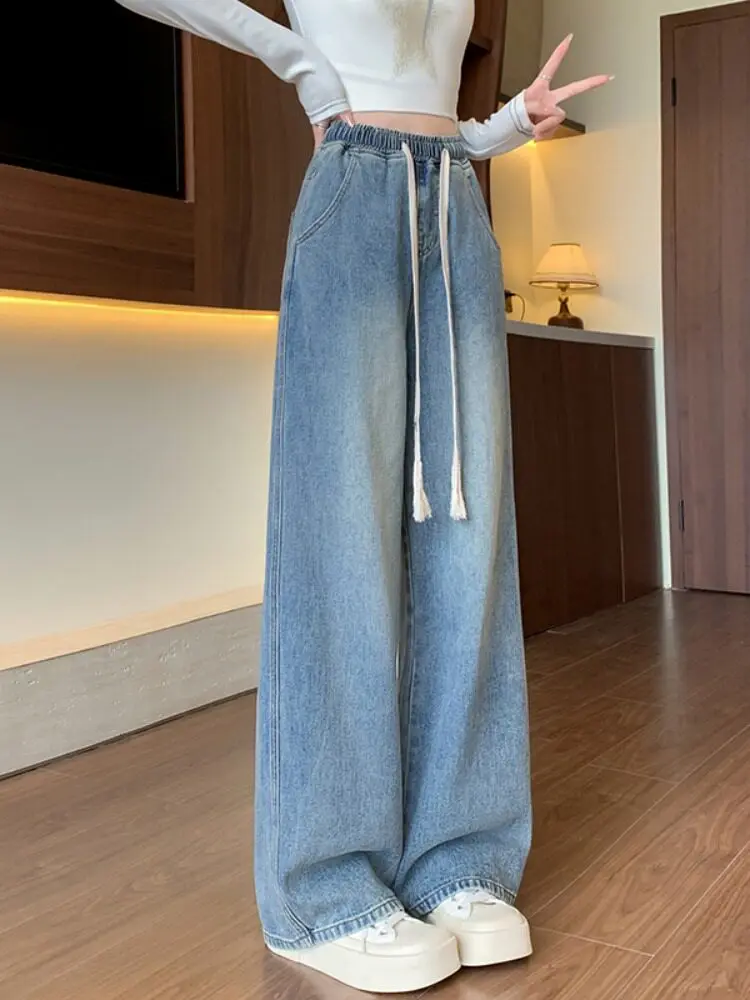 High Waist Wide Leg Jeans Women's Slim Fit Elastic Waist Casual Straight Tube Pants plus Size Fashion Spring Autumn Blue
High Waist Wide Leg Jeans Women's Slim Fit Elastic Waist Casual Straight Tube Pants plus Size Fashion Spring Autumn Blue