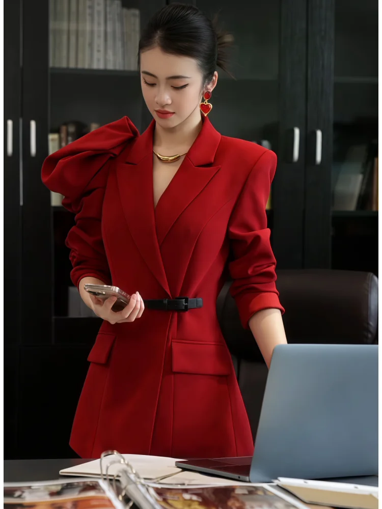 Red Suit Jaet Women's Slimming Waist Career Vintage Sle Casual Faion Polyester Long Sve Button up Coat
Red Suit Jaet Women's Slimming Waist Career Vintage Sle Casual Faion Polyester Long Sve Button up Coat