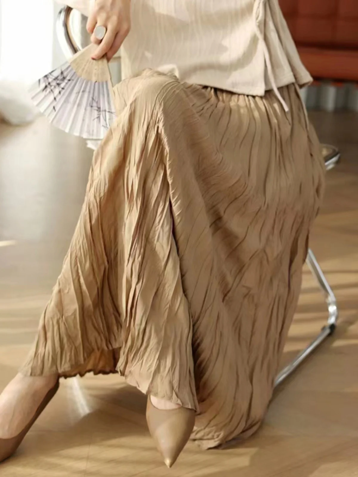 Women's Artistic Loose Color Elastic Waist f Skirt Summer Pleated Versatile A-Line Pleated Skirt Commute Retro
Women's Artistic Loose Color Elastic Waist f Skirt Summer Pleated Versatile A-Line Pleated Skirt Commute Retro