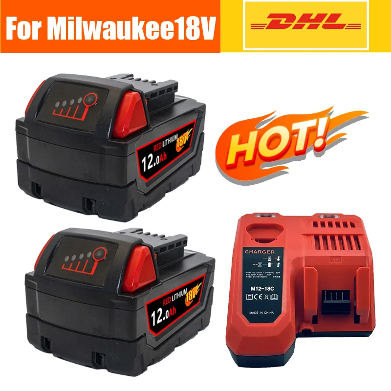 12000mAH Milwaukee M18 18V Replacement For Milwaukee M18B5 XC Li-ion battery 48-11-1815 48-11-1850 2604-22 2604-20
12000mAH Milwaukee M18 18V Replacement For Milwaukee M18B5 XC Li-ion battery 48-11-1815 48-11-1850 2604-22 2604-20