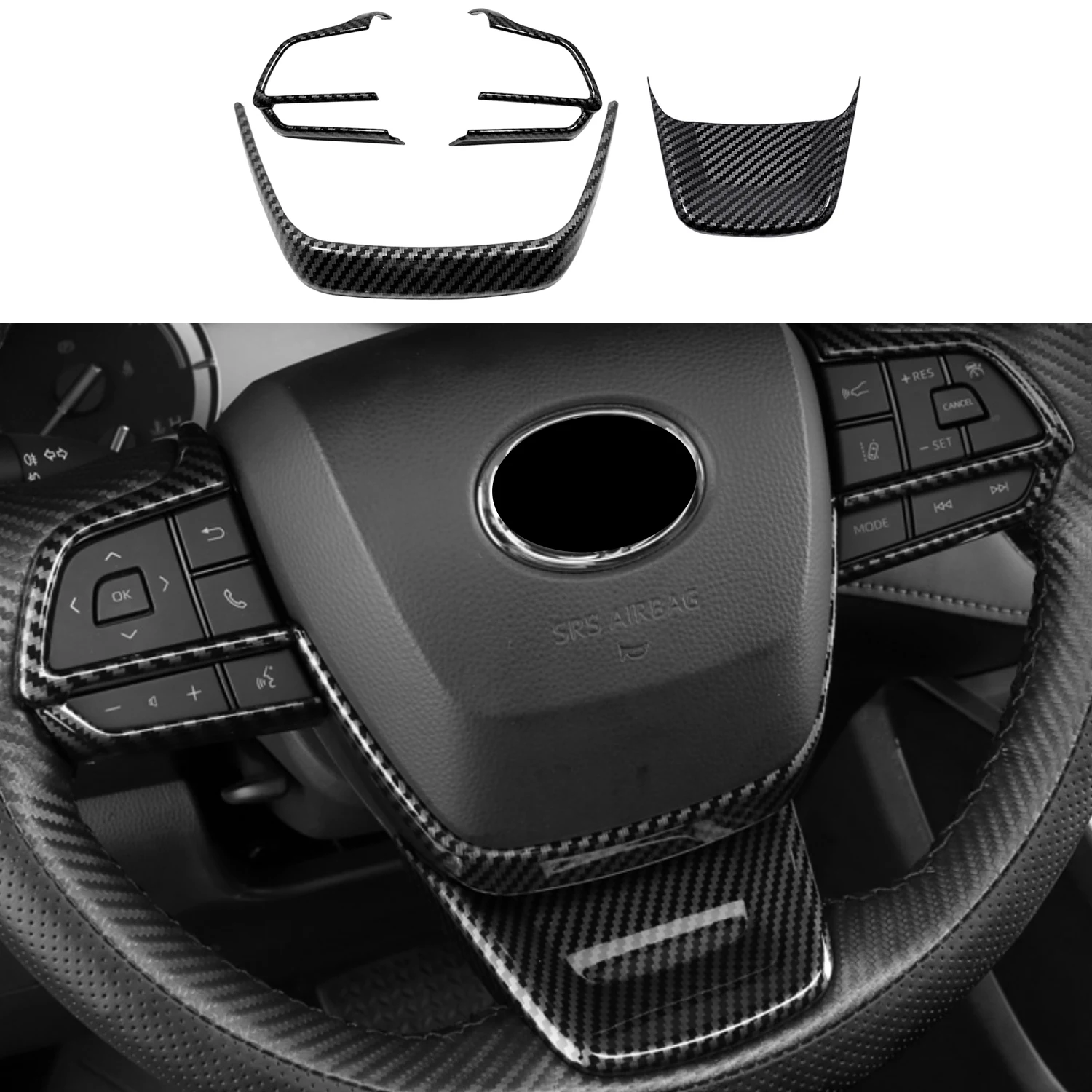for Toyota Highlander XU70 2020-2024 Steering Wheel Trim Cover Carbon Fiber Pattern Plastic Decoration Car Interior Accessories
for Toyota Highlander XU70 2020-2024 Steering Wheel Trim Cover Carbon Fiber Pattern Plastic Decoration Car Interior Accessories
