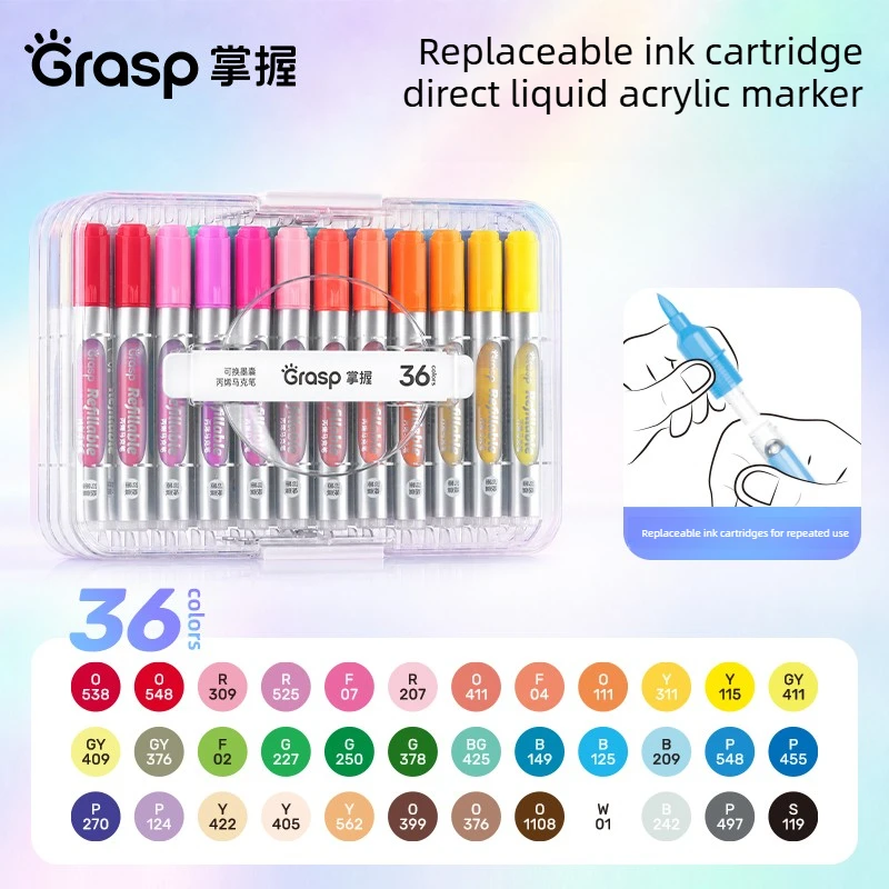Grasp 60/24 Colors Refillable Direct Liquid Acrylic Marker Set Soft Tip Washable Brush School Art Office Supplies Stationery
Grasp 60/24 Colors Refillable Direct Liquid Acrylic Marker Set Soft Tip Washable Brush School Art Office Supplies Stationery
