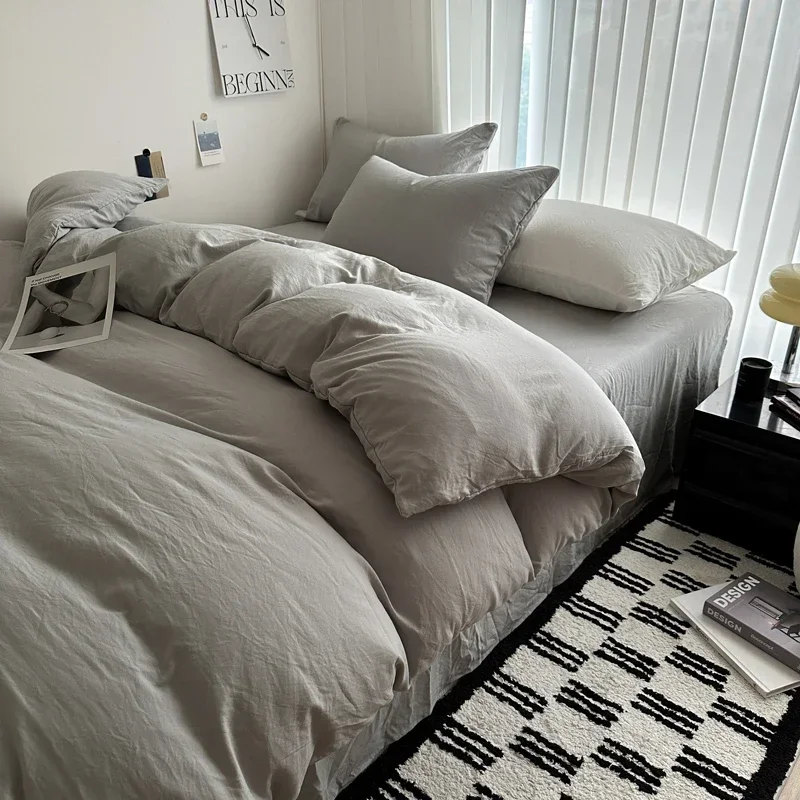 Bed Linen Solid Cotton Bedding Set with Sheet Duvet Cover Pillowcases Single Couple Bedsheet King Queen Double Twin Size
Bed Linen Solid Cotton Bedding Set with Sheet Duvet Cover Pillowcases Single Couple Bedsheet King Queen Double Twin Size