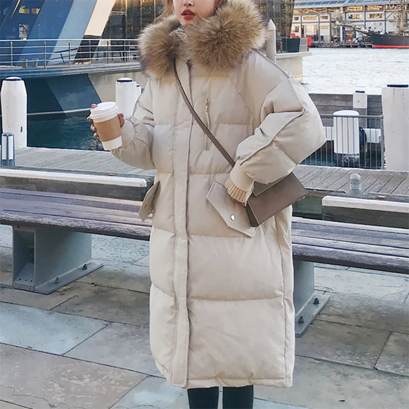 2023 Fur Collar Women Down Cotton Coat Winter Hooded Zipper Korean Loose Long Bread Jacket Elegant Thicken Office Lady Parkas
2023 Fur Collar Women Down Cotton Coat Winter Hooded Zipper Korean Loose Long Bread Jacket Elegant Thicken Office Lady Parkas
