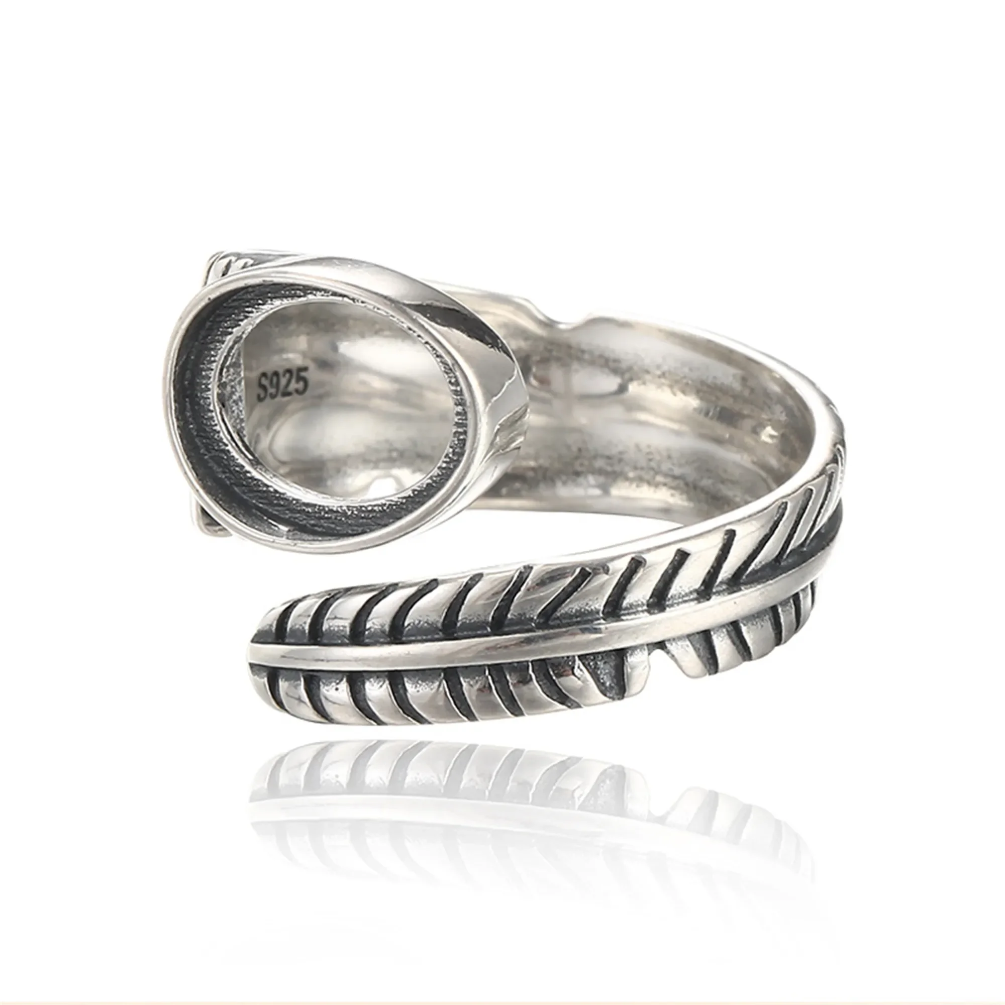 Ring Blank for 9x12mm Oval Cabochons Antique Style Feather Shape Thai Sterling Silver Adjustable Ring Setting
Ring Blank for 9x12mm Oval Cabochons Antique Style Feather Shape Thai Sterling Silver Adjustable Ring Setting