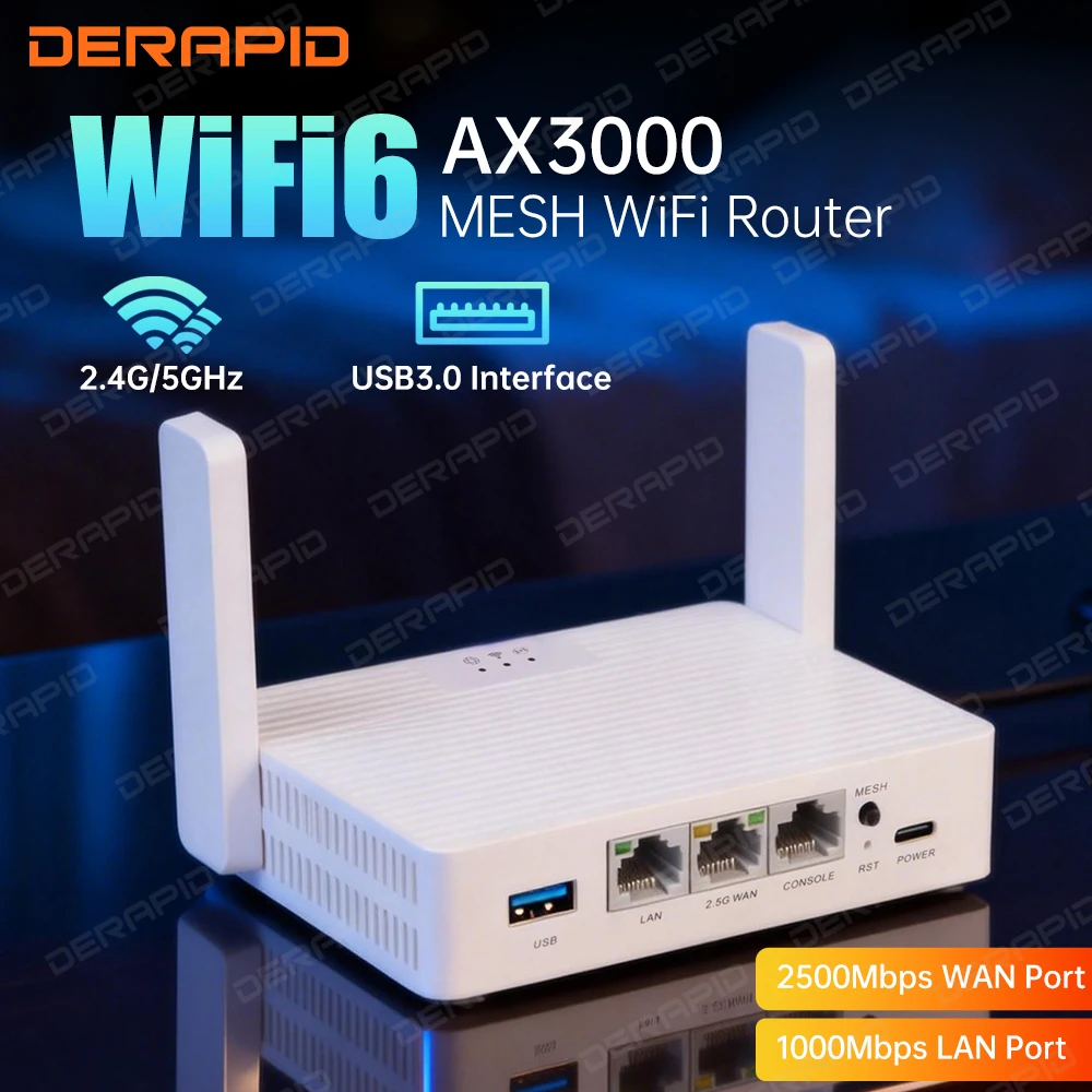AX3000 WiFi6 Router Gigabit 2.4G/5GHz 802.11AX MESH Wireless Signal Booster WPA3 EasyMesh Home Network for 4K UHD Streaming