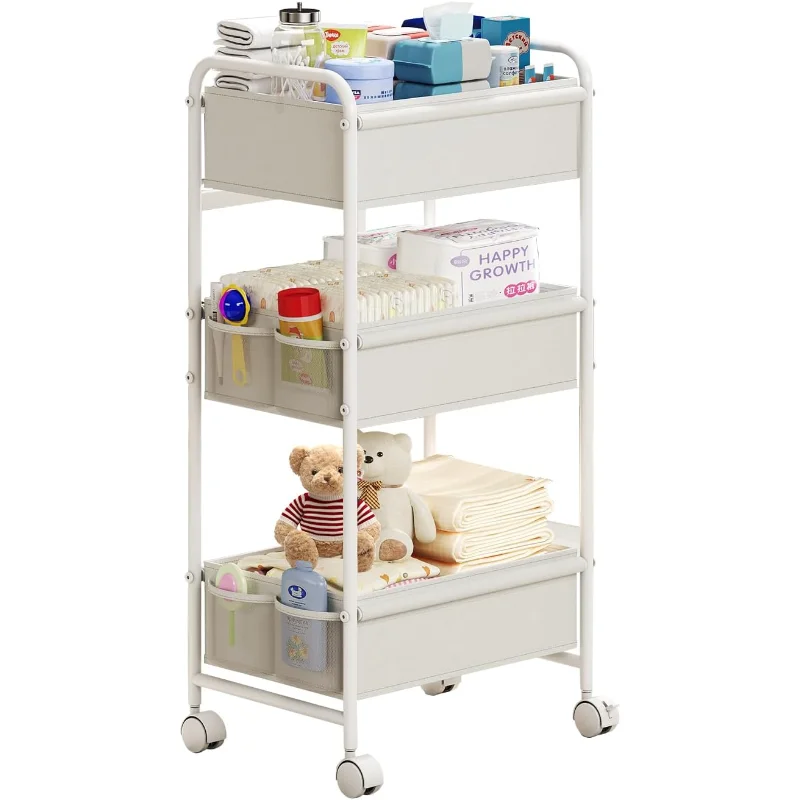 3-Tier Baby Diaper Caddy Cart Organizer with 2 Dividers & 8 Mesh Pockets - Mobile Nursery Storage Cart with Wheels, Durable Meta
3-Tier Baby Diaper Caddy Cart Organizer with 2 Dividers & 8 Mesh Pockets - Mobile Nursery Storage Cart with Wheels, Durable Meta