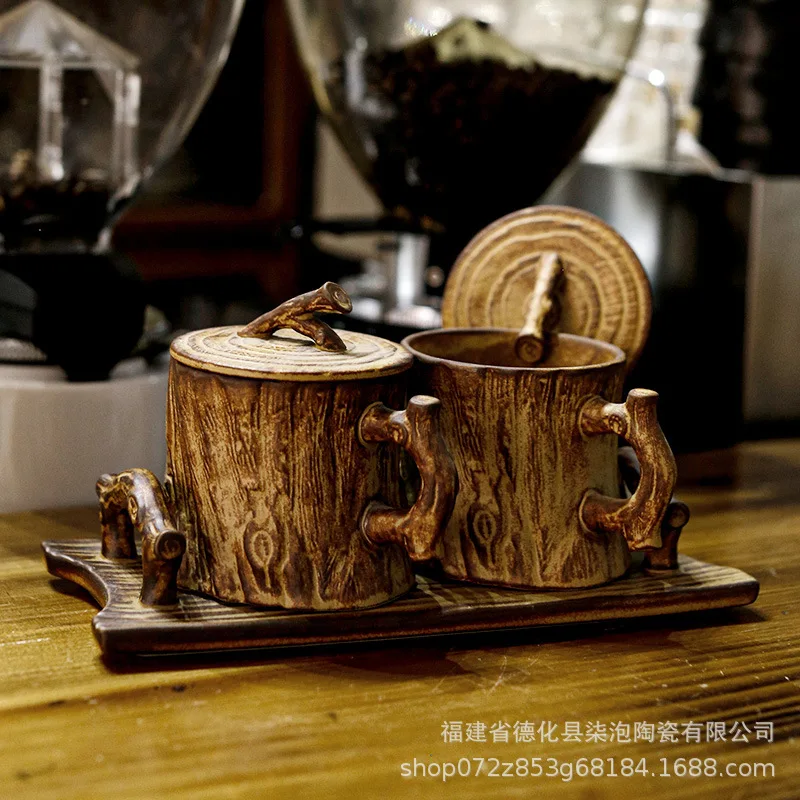 Coarse Ceramic Tree Stump Coffee Cup and Plate Set Chinese Style Retro Home Personalized Coffee Cup
Coarse Ceramic Tree Stump Coffee Cup and Plate Set Chinese Style Retro Home Personalized Coffee Cup